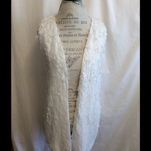 Rachel Zoe white sequin vest